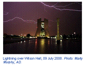 
Lightning over Wilson Hall, 09 July 2008. Photo: Marty Murphy, AD.
